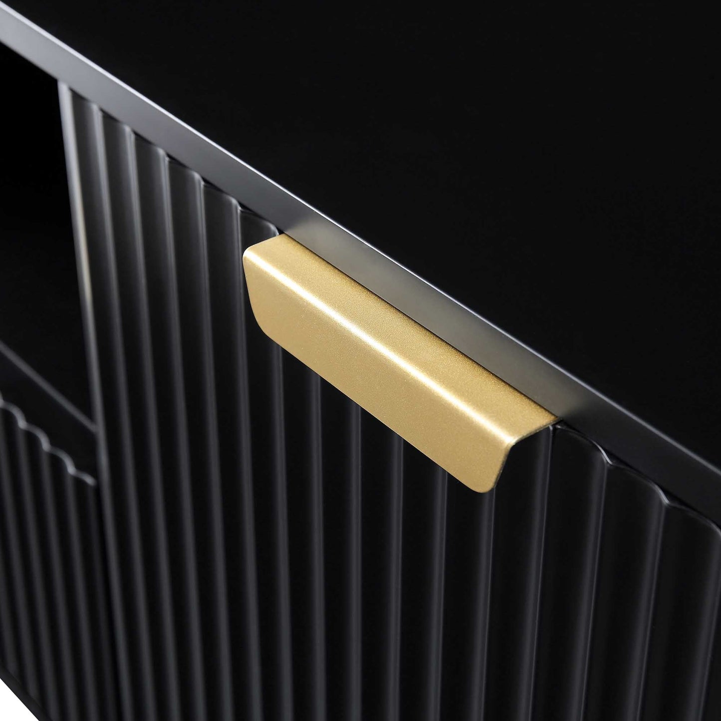 Meuble TV Richmond Ridged 120 cm de large, noir mat