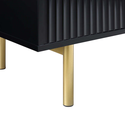 Meuble TV Richmond Ridged 120 cm de large, noir mat