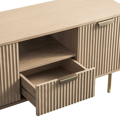 Meuble TV Richmond Ridged 120 cm de large, frêne clair