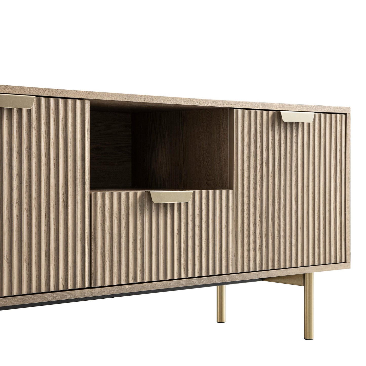 Meuble TV Richmond Ridged 120 cm de large, frêne clair