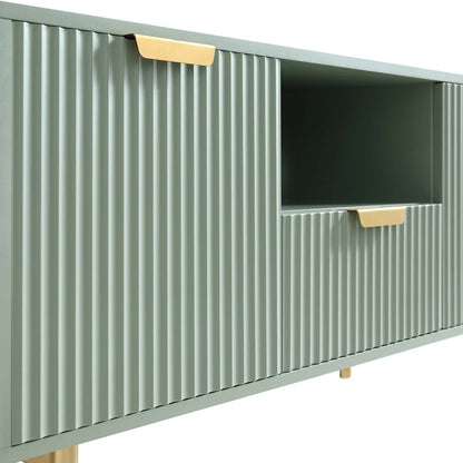 Meuble TV Richmond Ridged 120 cm de large, vert sauge mat