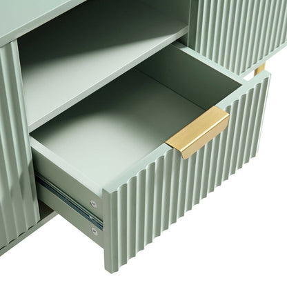 Meuble TV Richmond Ridged 120 cm de large, vert sauge mat