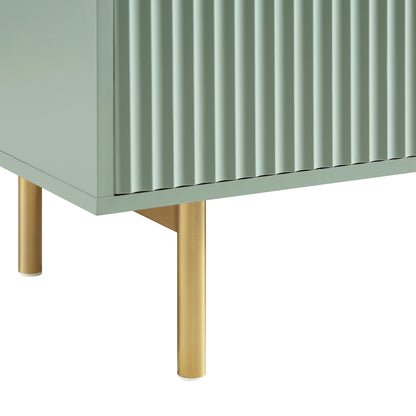 Meuble TV Richmond Ridged 120 cm de large, vert sauge mat