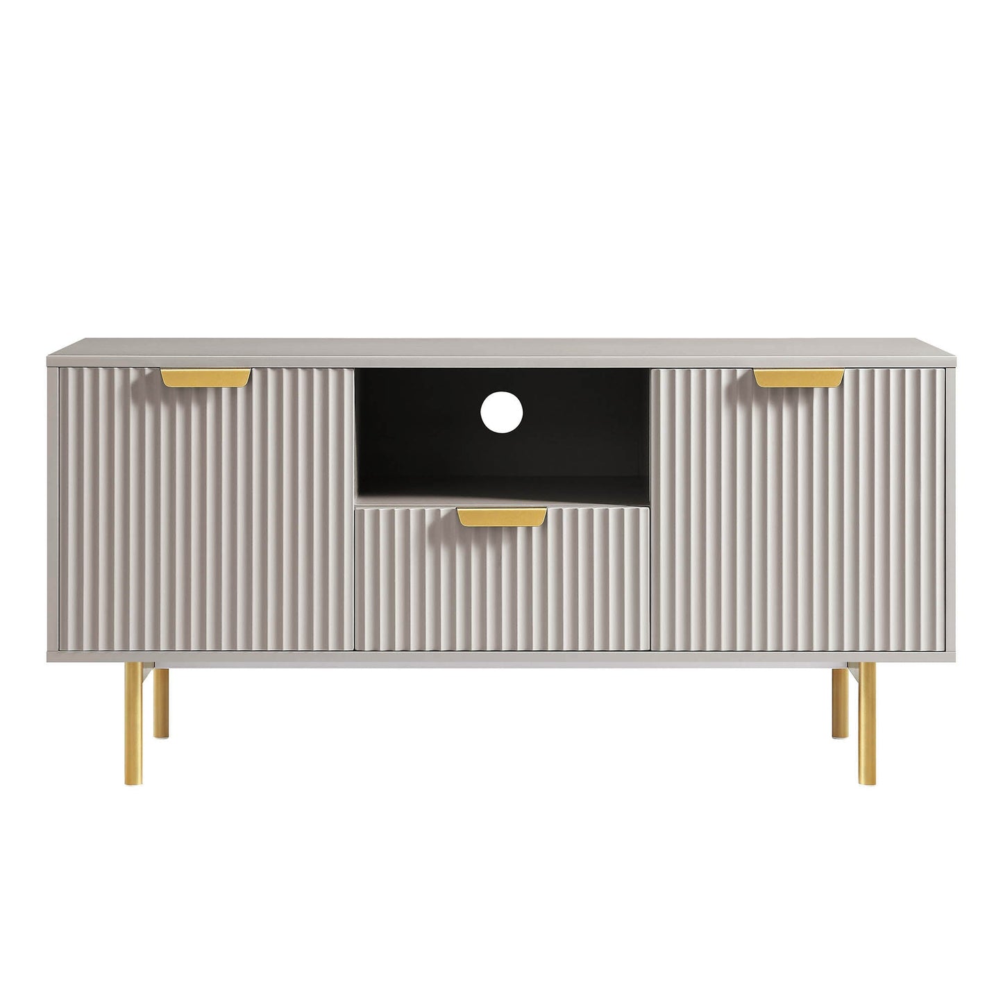 Meuble TV Richmond Ridged de 120 cm de large, taupe mat