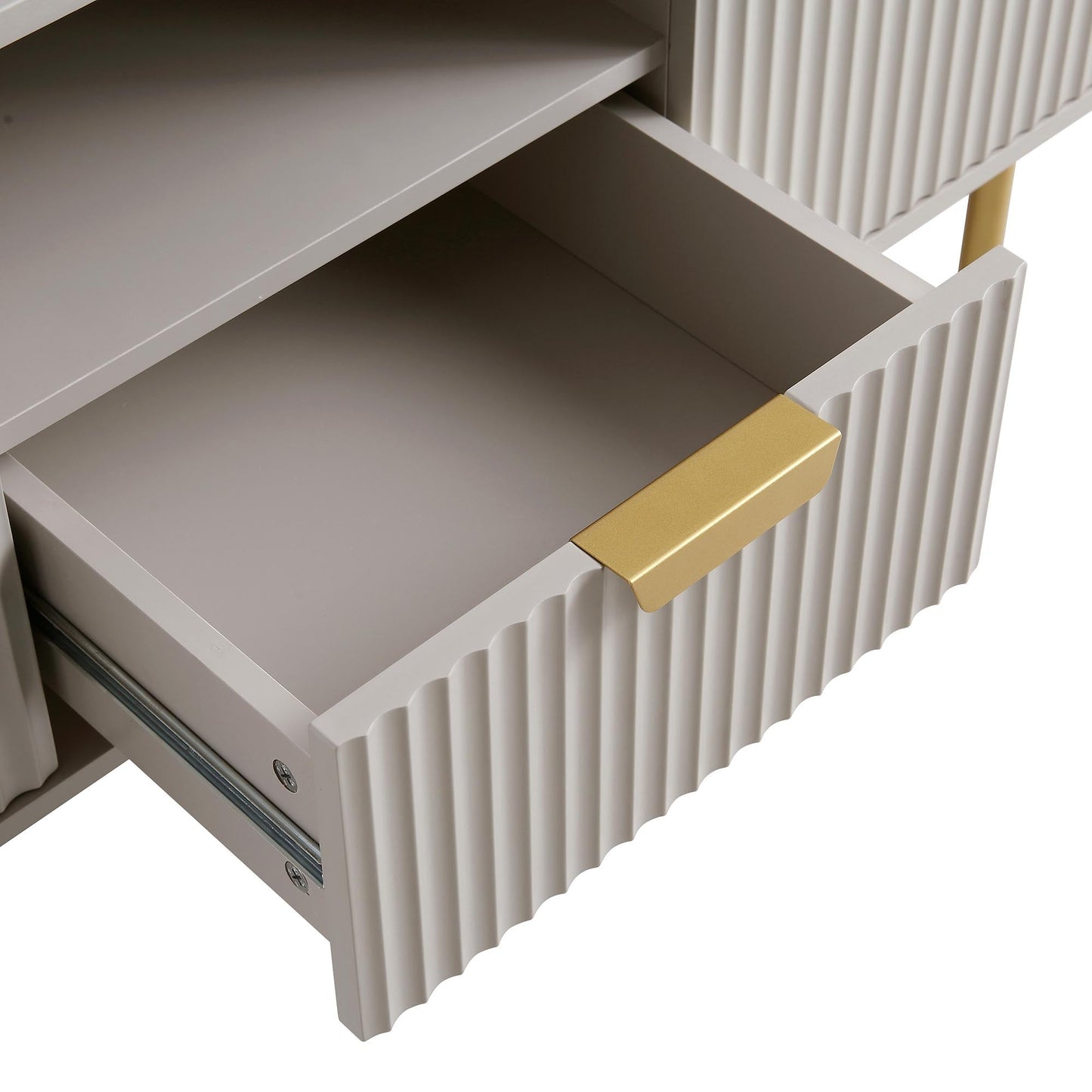 Meuble TV Richmond Ridged de 120 cm de large, taupe mat