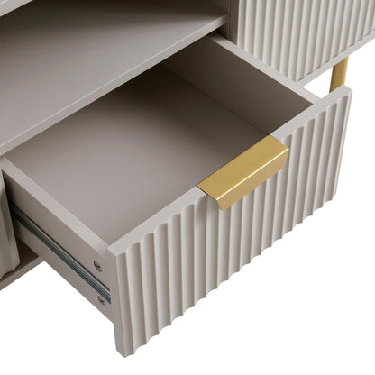 Meuble TV Richmond Ridged de 120 cm de large, taupe mat