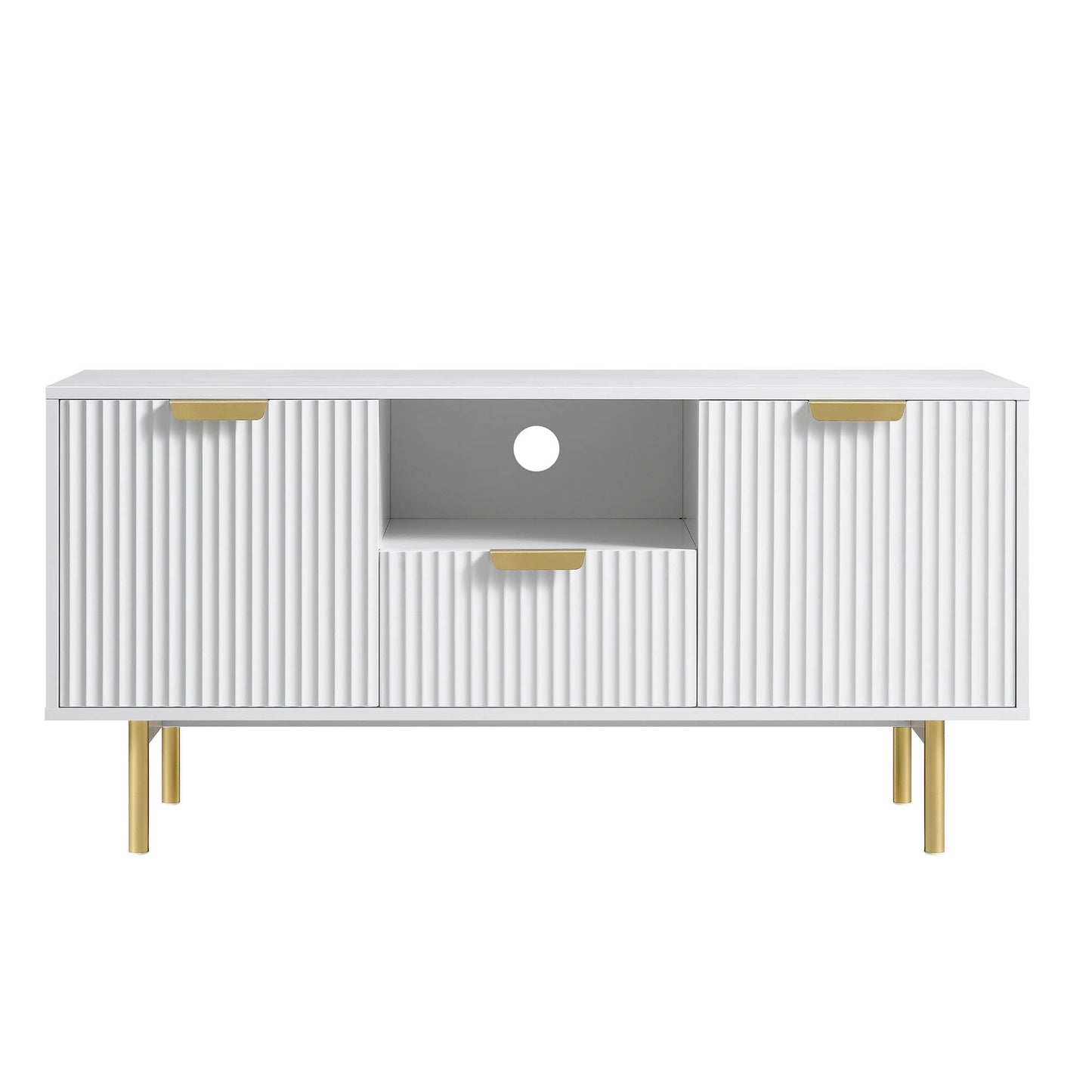 Meuble TV Richmond Ridged 120 cm de large, blanc mat