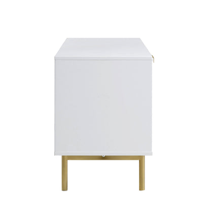 Meuble TV Richmond Ridged 120 cm de large, blanc mat