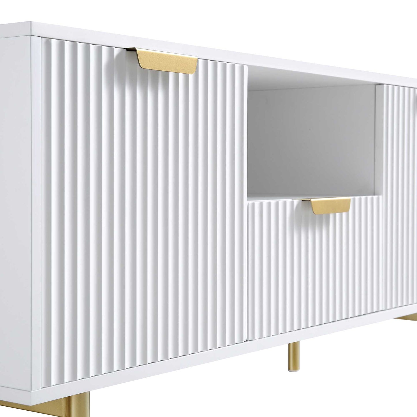 Meuble TV Richmond Ridged 120 cm de large, blanc mat