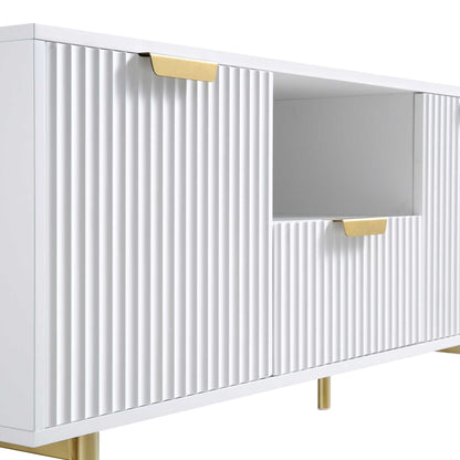 Meuble TV Richmond Ridged 120 cm de large, blanc mat