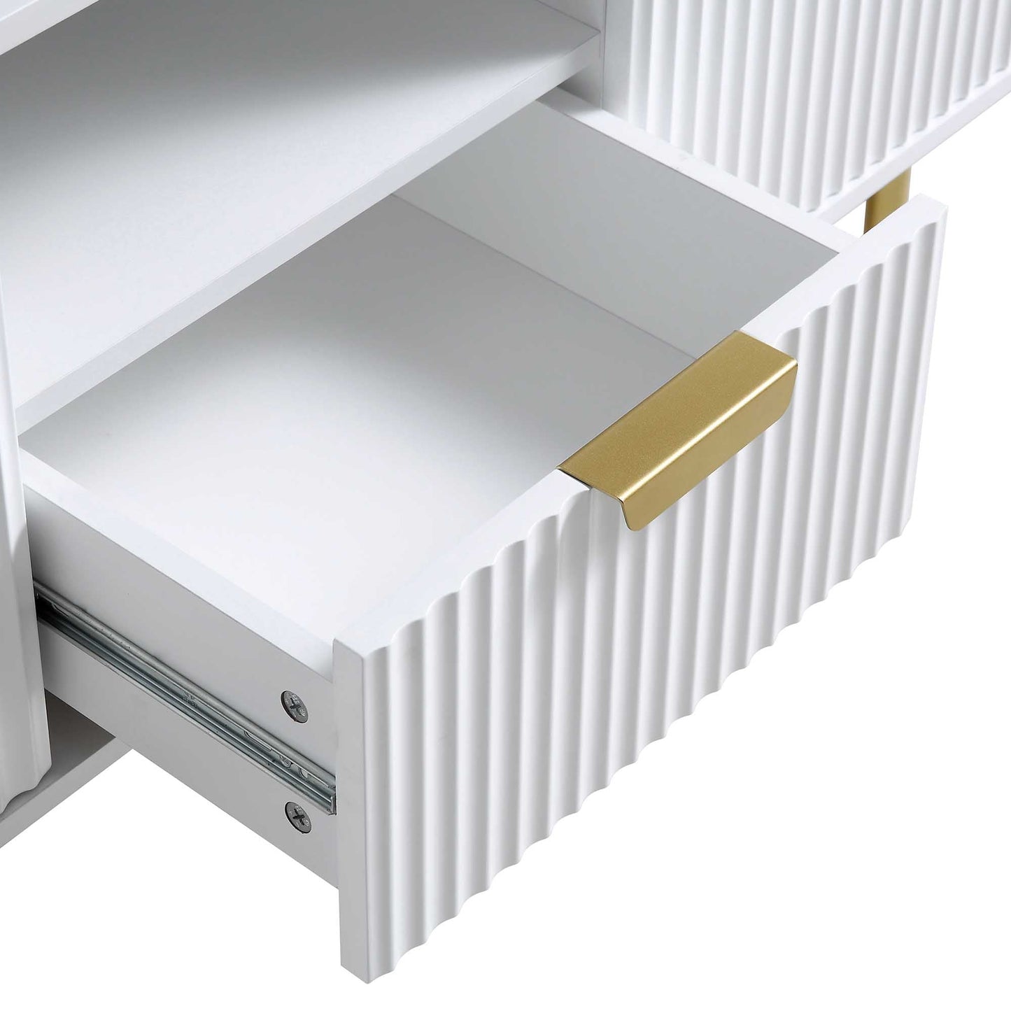 Meuble TV Richmond Ridged 120 cm de large, blanc mat