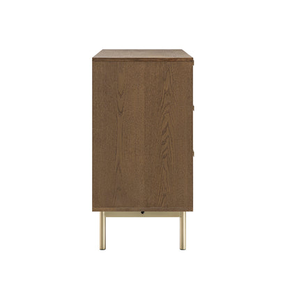 Commode large striée Richmond à 6 tiroirs, frêne foncé