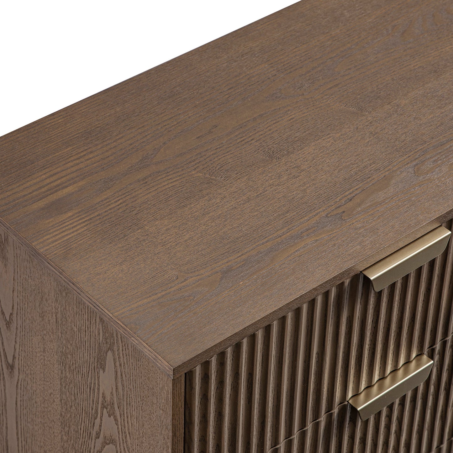 Commode large striée Richmond à 6 tiroirs, frêne foncé