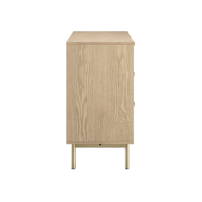 Commode large striée Richmond à 6 tiroirs, frêne clair