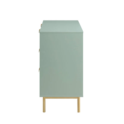 Commode large Richmond striée à 6 tiroirs, vert sauge mat