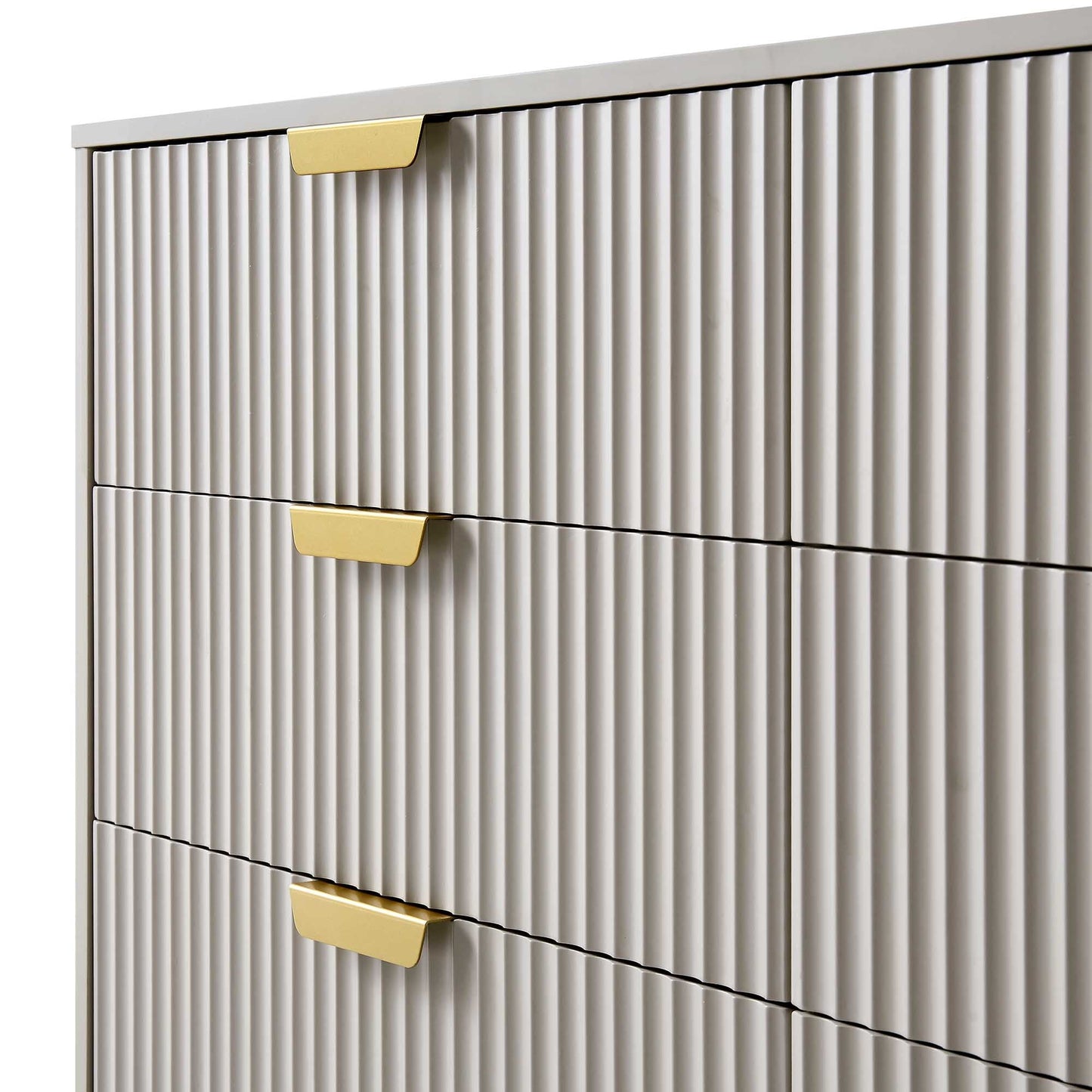 Commode large Richmond striée à 6 tiroirs, taupe mat