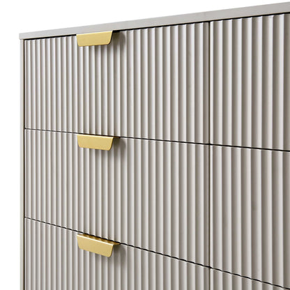 Commode large Richmond striée à 6 tiroirs, taupe mat