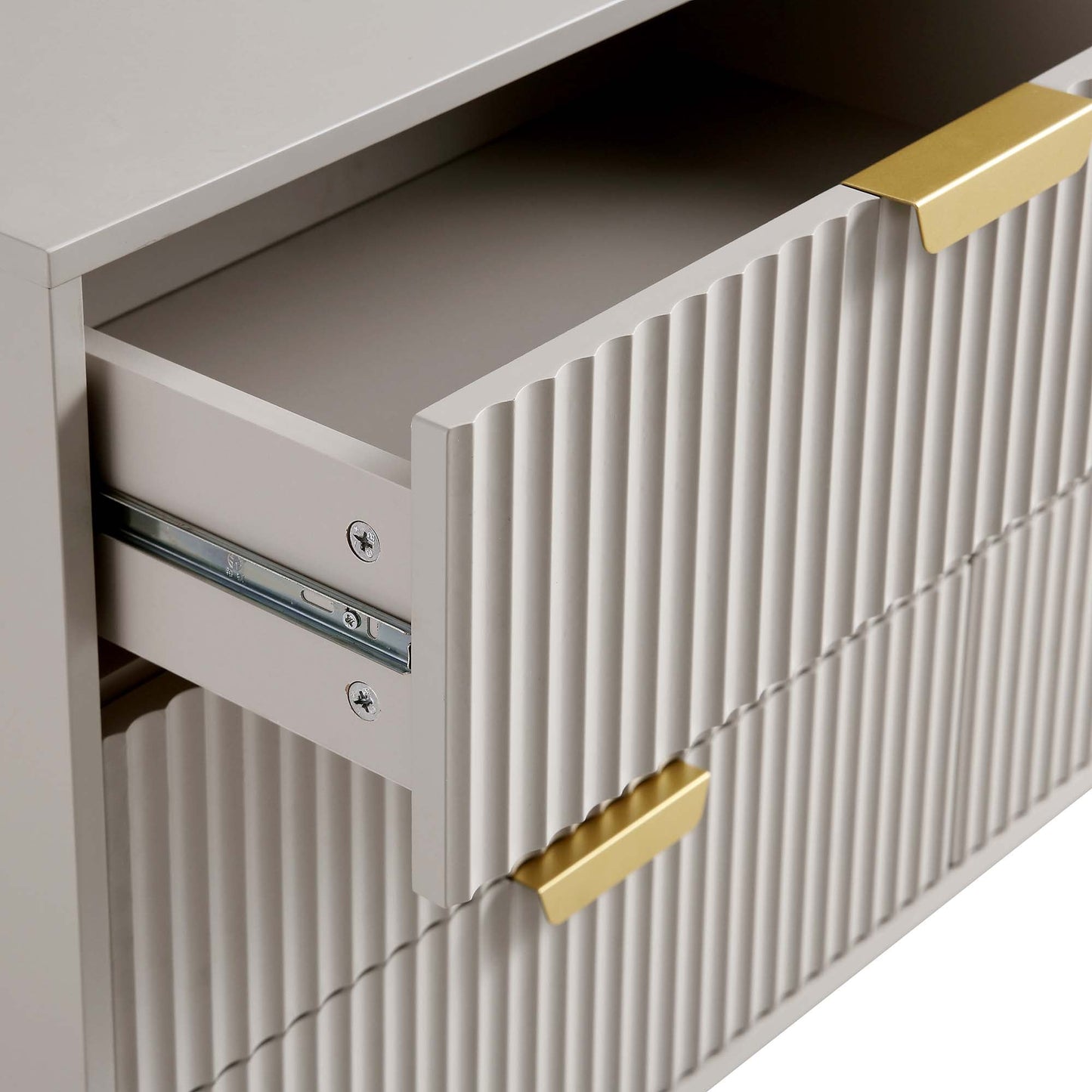 Commode large Richmond striée à 6 tiroirs, taupe mat