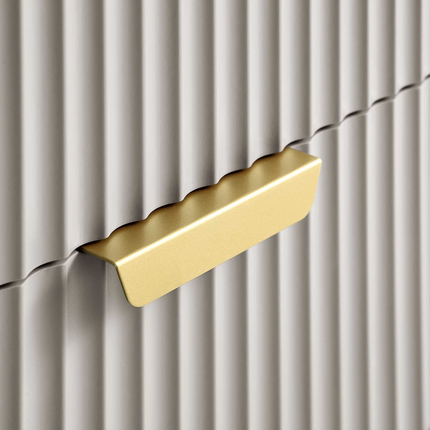 Commode large Richmond striée à 6 tiroirs, taupe mat