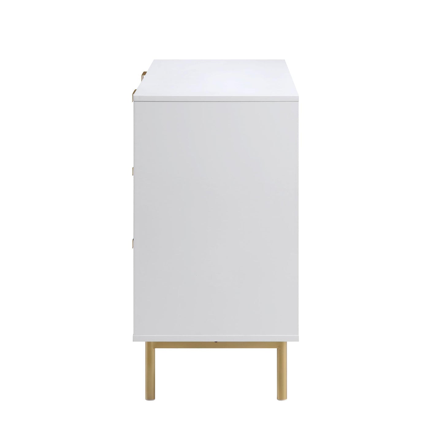 Commode large Richmond striée à 6 tiroirs, blanc mat