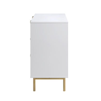 Commode large Richmond striée à 6 tiroirs, blanc mat