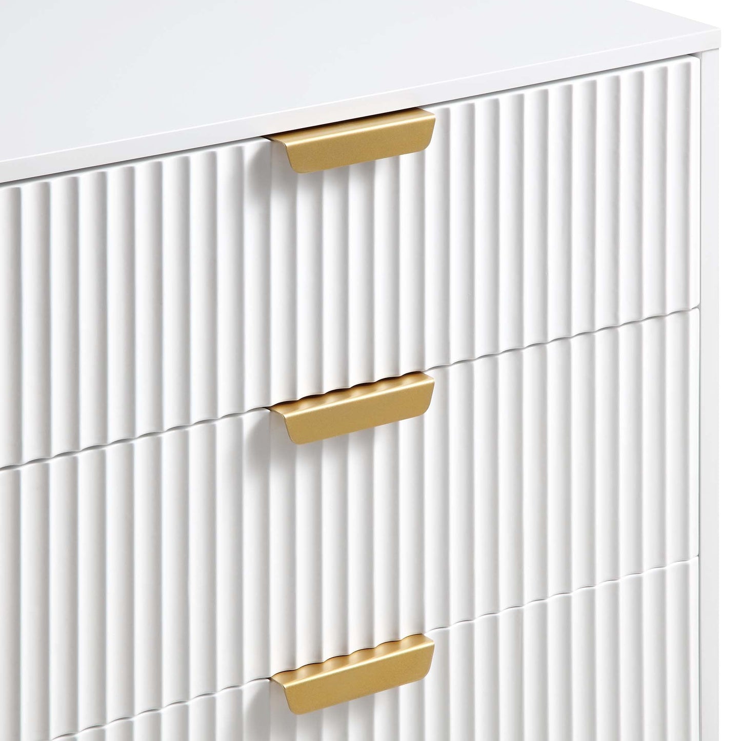 Commode large Richmond striée à 6 tiroirs, blanc mat