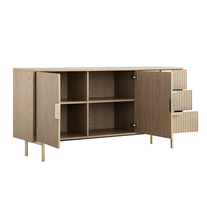 Grand buffet strié Richmond, frêne clair