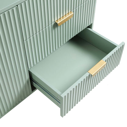 Grand buffet strié Richmond, vert sauge mat