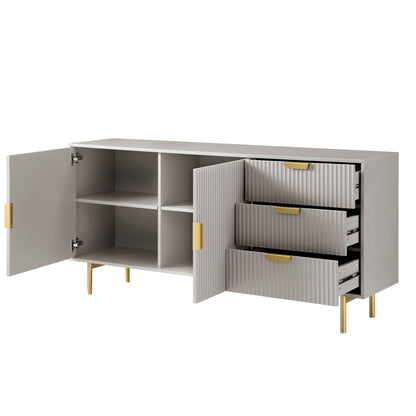 Grand buffet strié Richmond, taupe mat