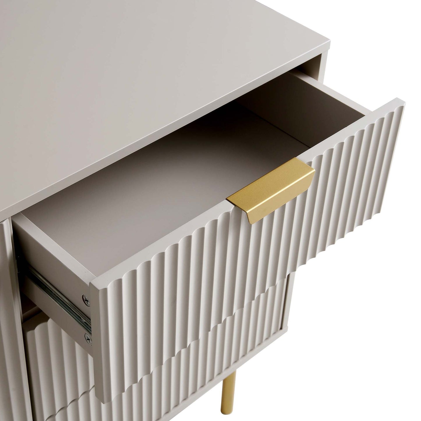 Grand buffet strié Richmond, taupe mat