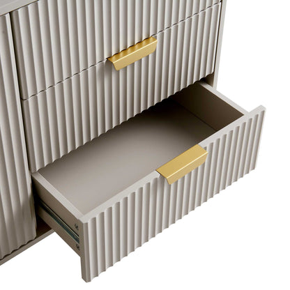 Grand buffet strié Richmond, taupe mat