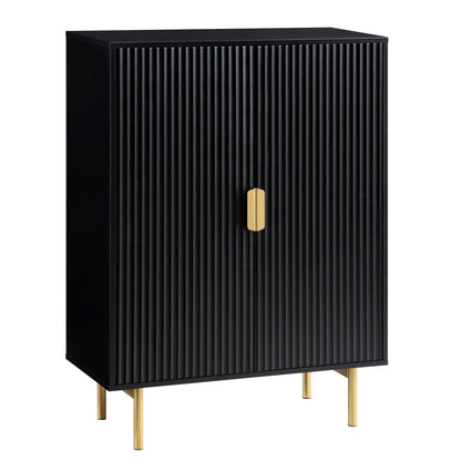 Meuble de rangement Richmond Ridged Highboard, noir mat