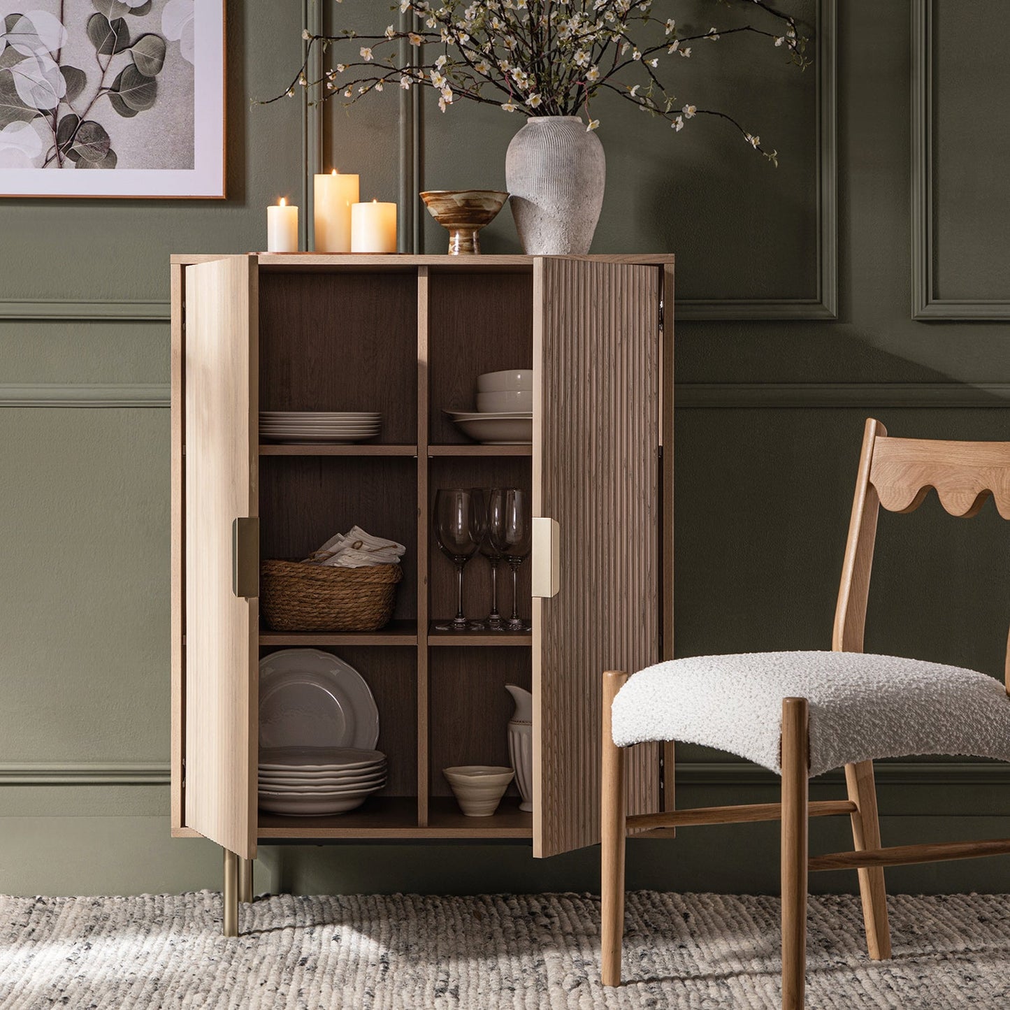 Buffet haut strié Richmond, frêne clair