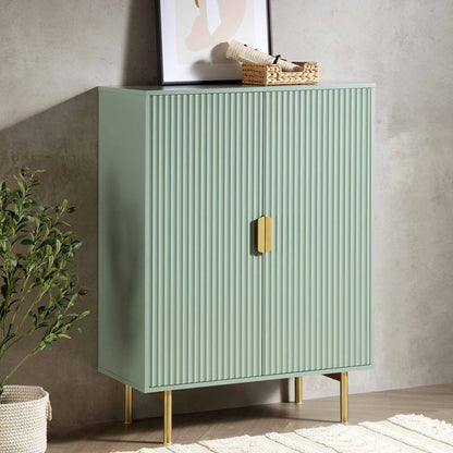 Meuble de rangement Richmond Ridged Highboard, vert sauge mat