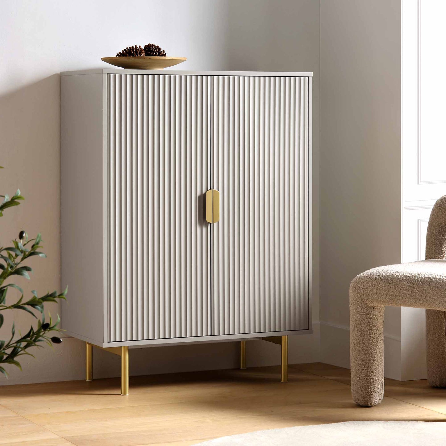 Meuble de rangement Richmond Ridged Highboard, taupe mat