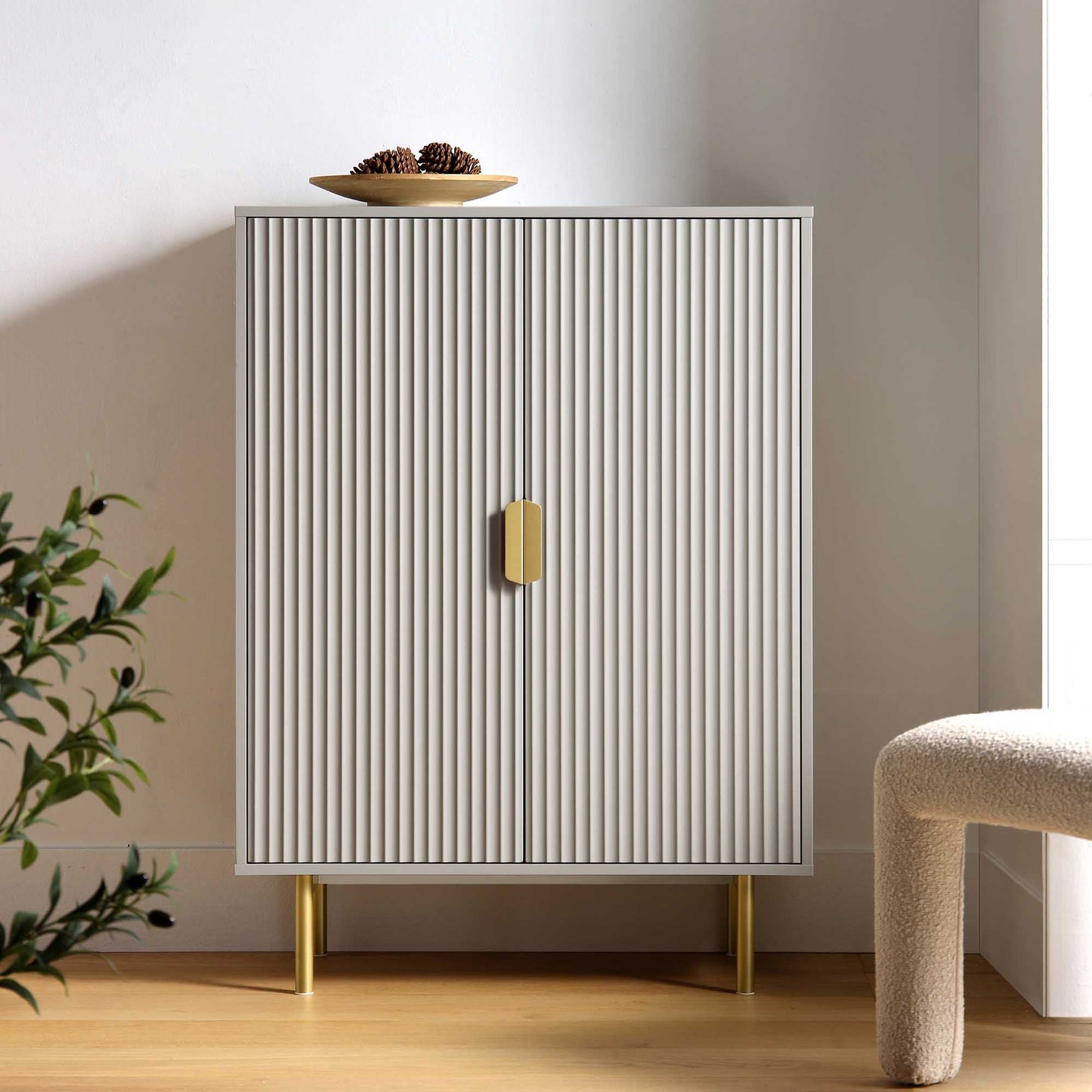 Meuble de rangement Richmond Ridged Highboard, taupe mat