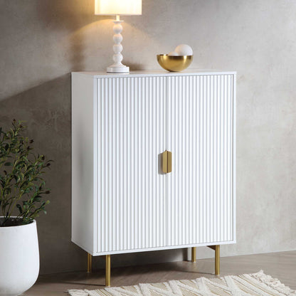 Meuble de rangement Richmond Ridged Highboard, blanc mat