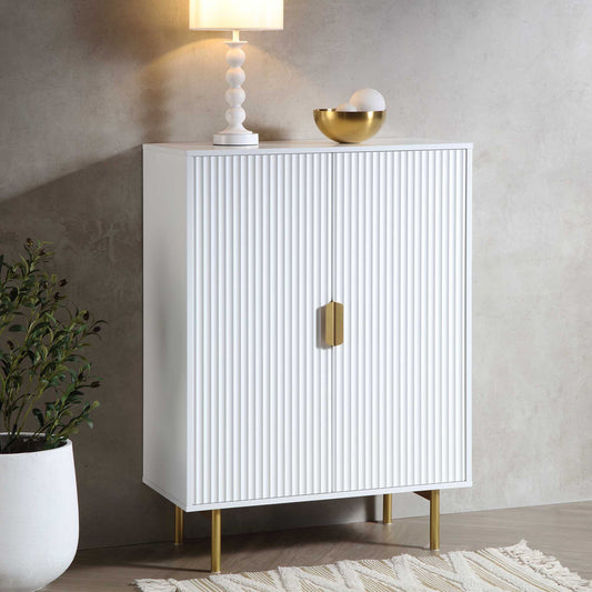 Meuble de rangement Richmond Ridged Highboard, blanc mat
