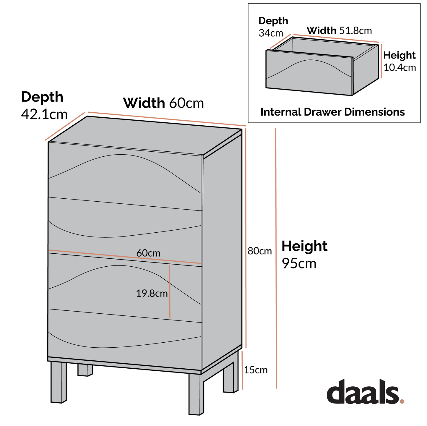 Commode Moriko à 4 tiroirs