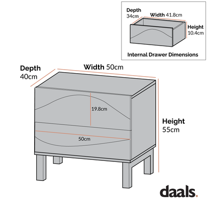 Table de chevet à 2 tiroirs Moriko