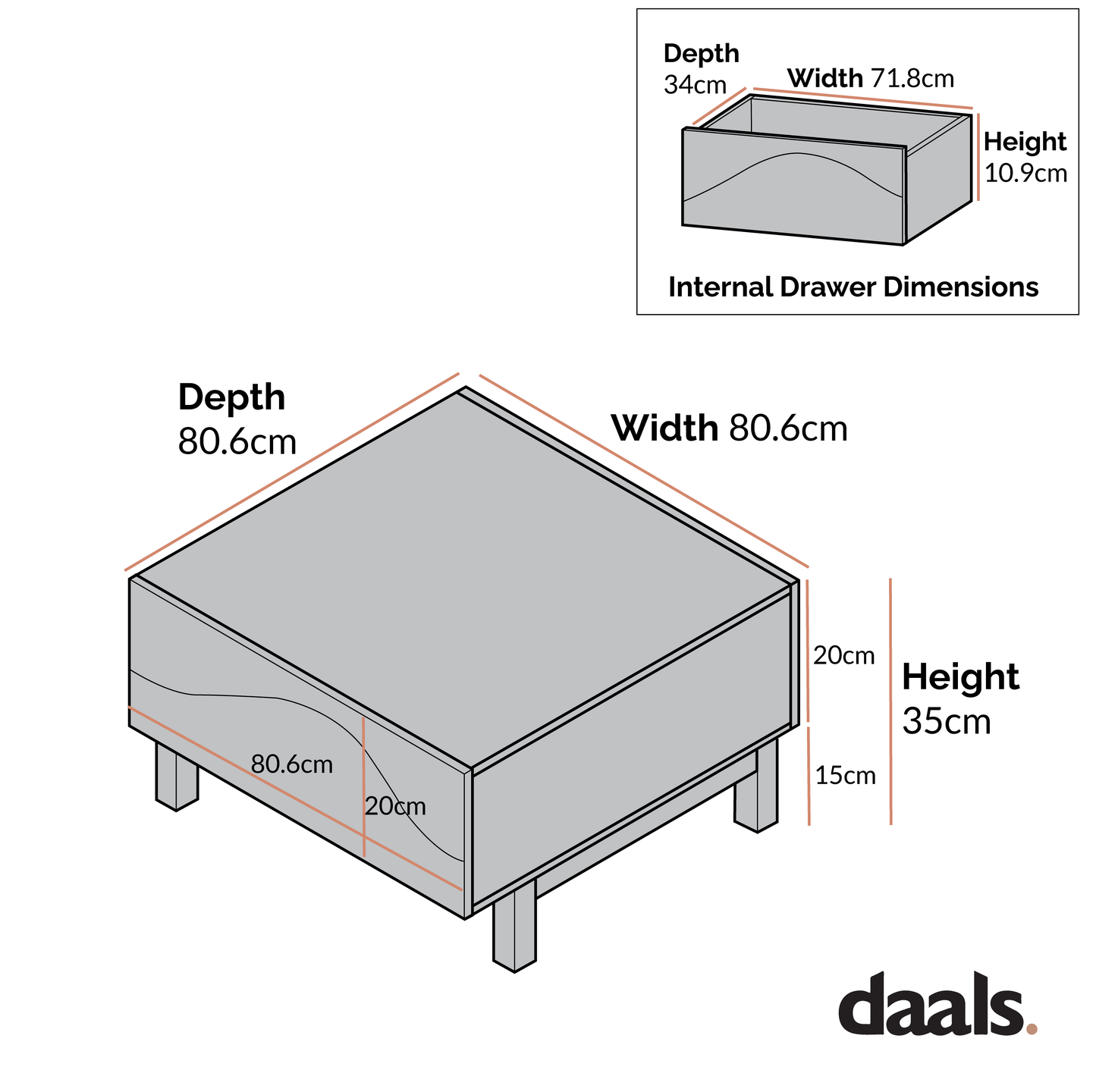 Table basse Moriko à 2 tiroirs