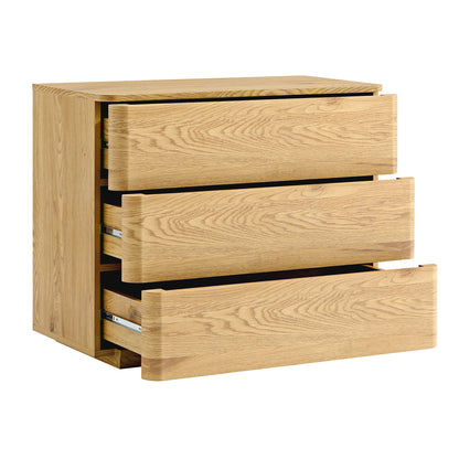 Commode 3 tiroirs à bords incurvés Agnes, naturel