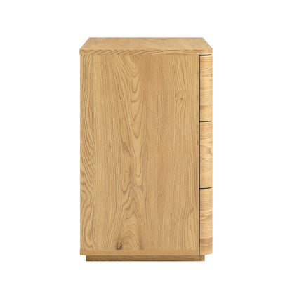 Commode 3 tiroirs à bords incurvés Agnes, naturel