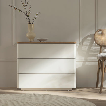 Commode 3 tiroirs à bords incurvés Agnes, blanche