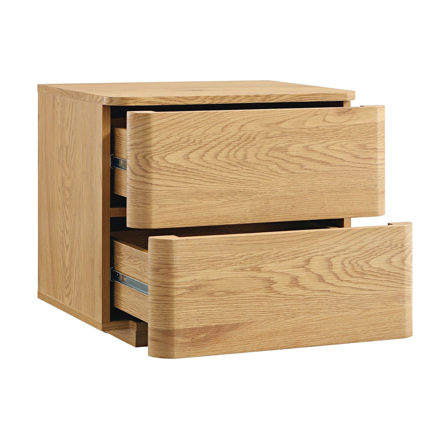 Table de chevet Agnes à 2 tiroirs et bords incurvés, couleur naturelle