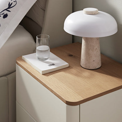 Table de chevet à 2 tiroirs à bords incurvés Agnes, blanche