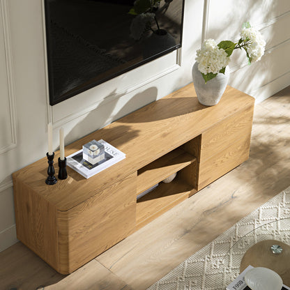 Meuble TV Agnes à bords incurvés, largeur 150 cm, naturel