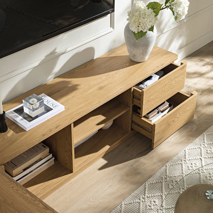 Meuble TV Agnes à bords incurvés, largeur 150 cm, naturel