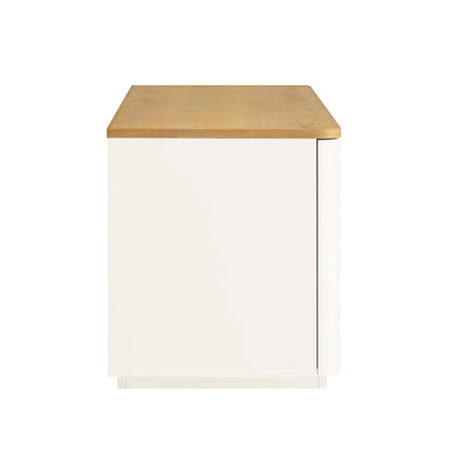 Meuble TV Agnes à bords incurvés, 150 cm de large, blanc