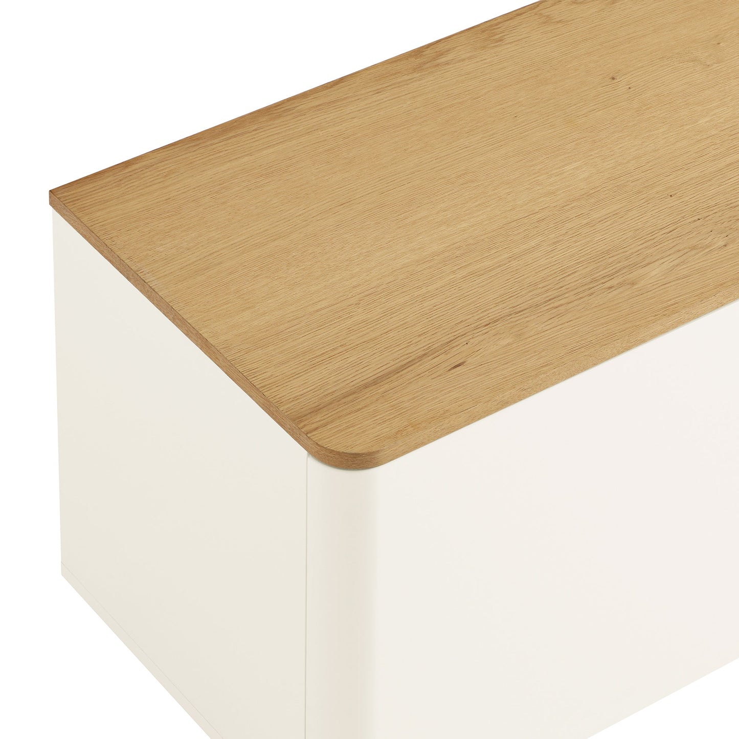 Meuble TV Agnes à bords incurvés, 150 cm de large, blanc